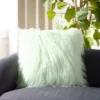 Caelie Faux Fur Pillow - Mint - 20" X 20" - Safavieh