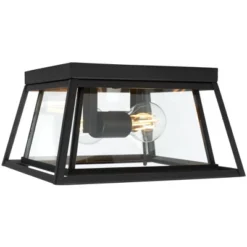 Rydler 11" Outdoor Flush Mount - PLT7029 - Black - Safavieh