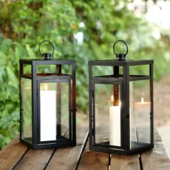 Fraleigh 16" Indoor/Outdoor Lantern (Set Of 2) - PLT4073 - Black - Safavieh