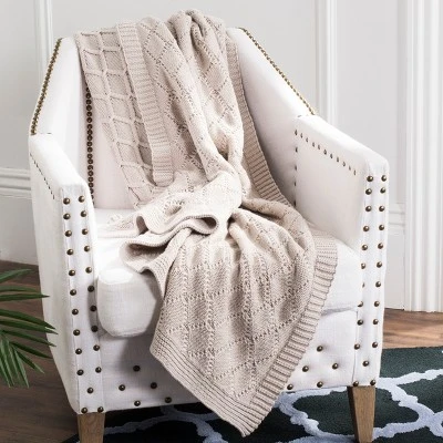 Petal Knit Throw Blanket - Palewisper - 50" X 60" - Safavieh 3 Petal Knit Throw Blanket - Palewisper - 50" X 60" - Safavieh