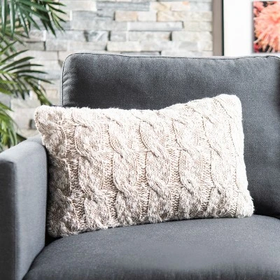 Chunky Knit Pillow - Stone/Natural - 12" X 20" - Safavieh 3 Chunky Knit Pillow - Stone/Natural - 12" X 20" - Safavieh