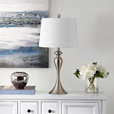 Bayan Iron Table Lamp - Nickel - Safavieh 3 Bayan Iron Table Lamp - Nickel - Safavieh