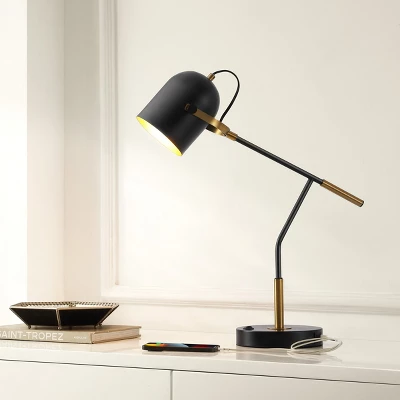 Mulaney Table Lamp W/ USB Port - 22 Inch Height - TBL4458 - Black/Brass - Safavieh 5 Mulaney Table Lamp W/ USB Port - 22 Inch Height - TBL4458 - Black/Brass - Safavieh - Image 3