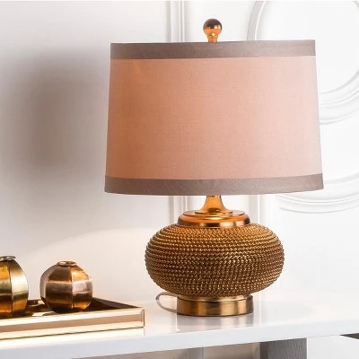 Alexis Gold Beaded Table Lamp - 19 Inch Height - LIT4016 - Taupe - Safavieh 4 Alexis Gold Beaded Table Lamp - 19 Inch Height - LIT4016 - Taupe - Safavieh - Image 2