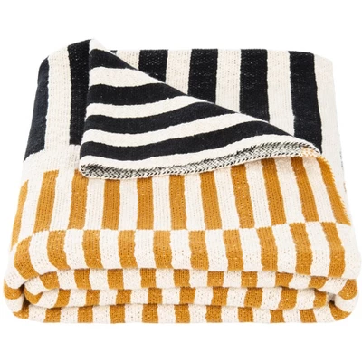 Lupin Throw Blanket - Mustard/Beige/Black - 50" X 60" - Safavieh 3 Lupin Throw Blanket - Mustard/Beige/Black - 50" X 60" - Safavieh