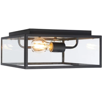 Rinnah 12" Outdoor Flush Mount - PLT7034 - Black - Safavieh 3 Rinnah 12" Outdoor Flush Mount - PLT7034 - Black - Safavieh