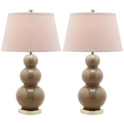 Set Of 2 Pamela Triple Gourd Lamp (Includes LED Light Bulb) Taupe - Safavieh 4 Set Of 2 Pamela Triple Gourd Lamp (Includes LED Light Bulb) Taupe - Safavieh - Image 2