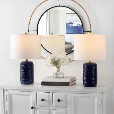 Huxley Table Lamp (Set Of 2) - 22 Inch Height - TBL4354 - Navy Blue - Safavieh 5 Huxley Table Lamp (Set Of 2) - 22 Inch Height - TBL4354 - Navy Blue - Safavieh - Image 3
