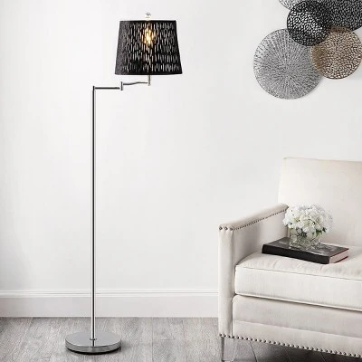 Berman 60" Floor Lamp - FLL4110 - Black/Chrome - Safavieh 4 Berman 60" Floor Lamp - FLL4110 - Black/Chrome - Safavieh - Image 2