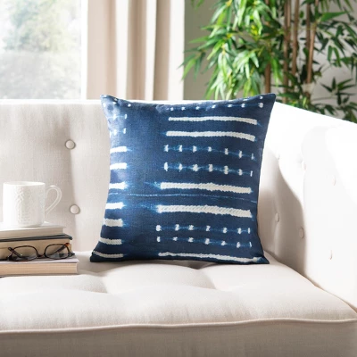 Narla Pillow - Deep Blue/White - 16" X 16" - Safavieh 5 Narla Pillow - Deep Blue/White - 16" X 16" - Safavieh - Image 3