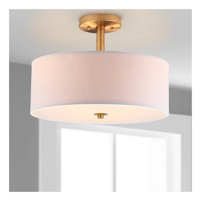11.3" Clara 3 Light Semi Flush Drum Light Gold - Safavieh 4 11.3" Clara 3 Light Semi Flush Drum Light Gold - Safavieh - Image 2