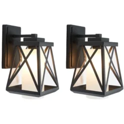Braith 7" Outdoor Wall Sconce (Set Of 2) - PLT7010 - Black - Safavieh