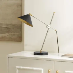 Duane Table Lamp - 23.5 Inch Height - TBL4542 - Chrome/Black - Safavieh