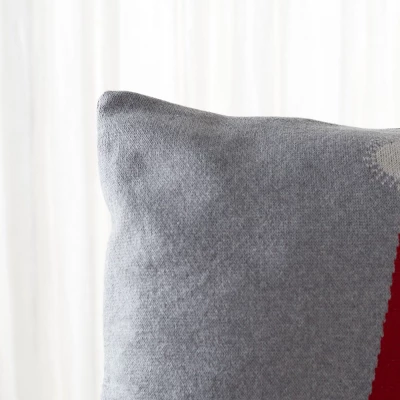 Sugarplum Elf Pillow - Grey/Red - 18"x18" - Safavieh 5 Sugarplum Elf Pillow - Grey/Red - 18"x18" - Safavieh - Image 3