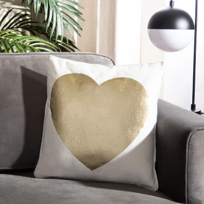 Heart Of Gold Pillow - White/Beige - 16" X 16" - Safavieh 3 Heart Of Gold Pillow - White/Beige - 16" X 16" - Safavieh