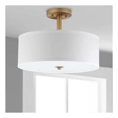 11.3" Clara 3 Light Semi Flush Drum Light Gold - Safavieh 3 11.3" Clara 3 Light Semi Flush Drum Light Gold - Safavieh