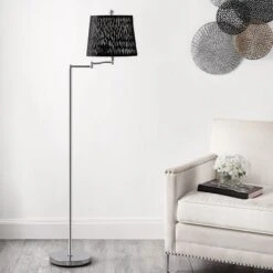 Berman 60" Floor Lamp - FLL4110 - Black/Chrome - Safavieh