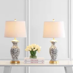 Set Of 2 Kaeden Table Lamp (Includes LED Light Bulb) Black/White - Safavieh -Safavieh Shop GUEST 8f062290 0d54 42f4 bfd4 35606e34278c