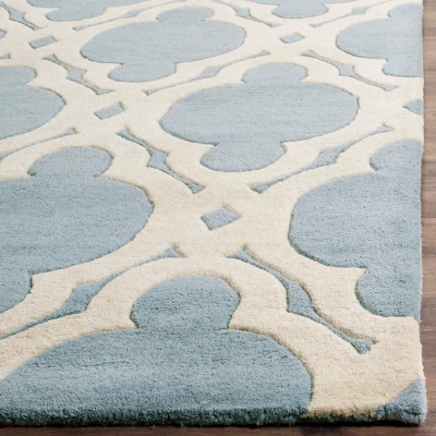 3'x5' Lindsey Quatrefoil Design Tufted Accent Rug Blue/Ivory - Safavieh 3 3'x5' Lindsey Quatrefoil Design Tufted Accent Rug Blue/Ivory - Safavieh