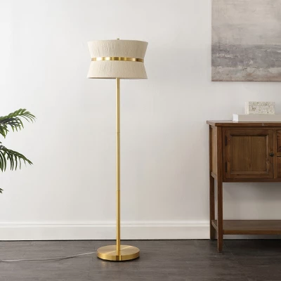 Kora 2 Light 55-63" Floor Lamp - FLL4136 - Bleached Natural/Brass - Safavieh 4 Kora 2 Light 55-63" Floor Lamp - FLL4136 - Bleached Natural/Brass - Safavieh - Image 2