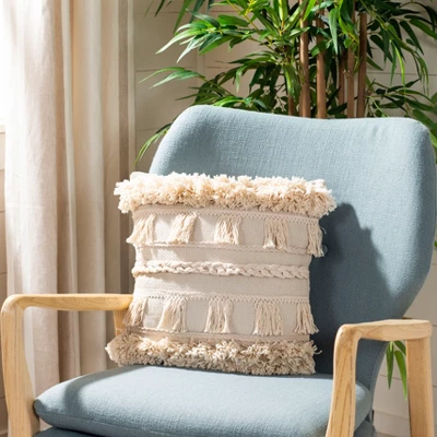 Loli Pillow - Beige - 16" X 16" - Safavieh 3 Loli Pillow - Beige - 16" X 16" - Safavieh