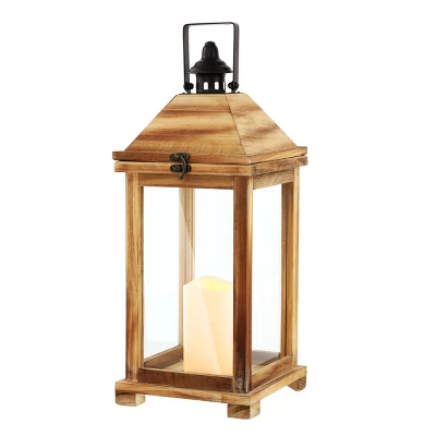 Elida 18.25" Indoor/Outdoor Lantern - PLT4081 - Light Brown - Safavieh 3 Elida 18.25" Indoor/Outdoor Lantern - PLT4081 - Light Brown - Safavieh