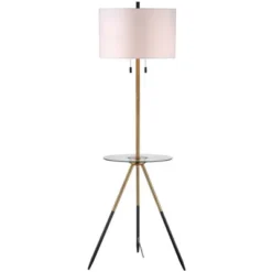 Morrison Floor Lamp Side Table - FLL4020 - Gold/Black - Safavieh