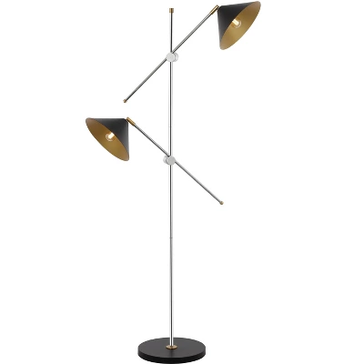 Dwyer 2 Light 67.5 Inch Floor Lamp - Black/Chrome - Safavieh 3 Dwyer 2 Light 67.5 Inch Floor Lamp - Black/Chrome - Safavieh