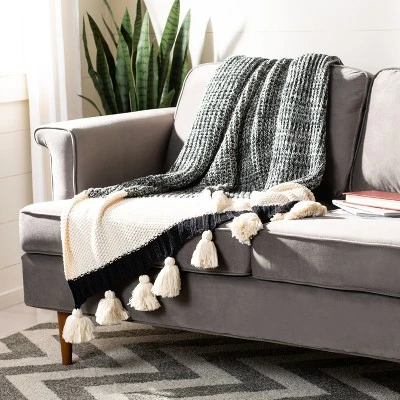 Tensley Throw Blanket - Black/Natural - 50" X 60" - Safavieh 3 Tensley Throw Blanket - Black/Natural - 50" X 60" - Safavieh