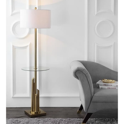 Ambrosio Floor Lamp Side Table - FLL4009 - Brass - Safavieh 4 Ambrosio Floor Lamp Side Table - FLL4009 - Brass - Safavieh - Image 2
