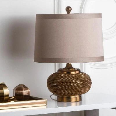 Alexis Gold Beaded Table Lamp - 19 Inch Height - LIT4016 - Taupe - Safavieh 3 Alexis Gold Beaded Table Lamp - 19 Inch Height - LIT4016 - Taupe - Safavieh