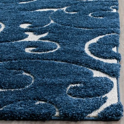 2'3"x4' Swirl Loomed Accent Rug Dark Blue/Cream - Safavieh 3 2'3"x4' Swirl Loomed Accent Rug Dark Blue/Cream - Safavieh