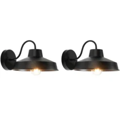 Quarry 9.84" Outdoor Sconce (Set Of 2) - PLT7022 - Black - Safavieh