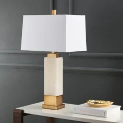 Rozella Alabaster 29.5-Inch H Table Lamp - White/Gold - Safavieh