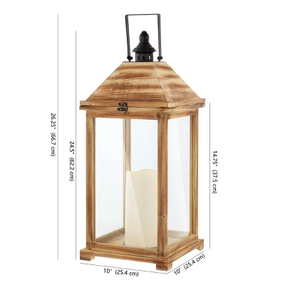 Elida 28.25" Indoor/Outdoor Lantern - PLT4082 - Light Brown - Safavieh 4 Elida 28.25" Indoor/Outdoor Lantern - PLT4082 - Light Brown - Safavieh - Image 2