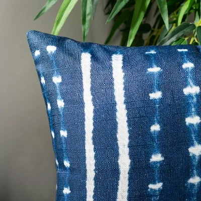 Narla Pillow - Deep Blue/White - 16" X 16" - Safavieh 4 Narla Pillow - Deep Blue/White - 16" X 16" - Safavieh - Image 2