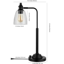 Rino Table Lamp W/ USB Port - 23 Inch Height - TBL4294 - Black - Safavieh -Safavieh Shop GUEST d67f7e29 fa83 4ec1 93b7 fed40f09f49a