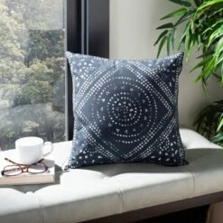 Mallory Pillow - Deep Blue/White - 16" X 16" - Safavieh