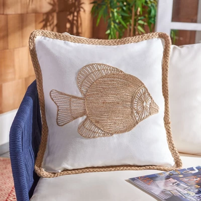 Nilam Fish Pillow - Natural - 18" X 18" - Safavieh 3 Nilam Fish Pillow - Natural - 18" X 18" - Safavieh
