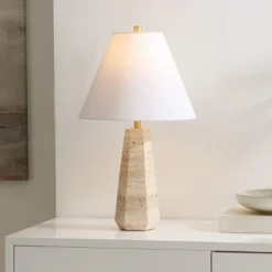 Calla 23.5" Travertine Table Lamp - Beige - Safavieh -Safavieh Shop GUEST ea8ca3da c828 4009 ae46 f8695bac5df2