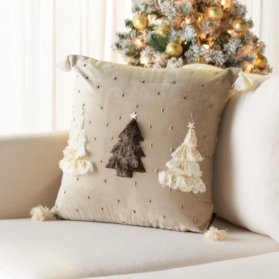 Celine Tree Pillow - Beige - 18"x18" - Safavieh 4 Celine Tree Pillow - Beige - 18"x18" - Safavieh - Image 2