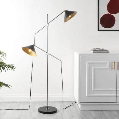 Dwyer 2 Light 67.5 Inch Floor Lamp - Black/Chrome - Safavieh 5 Dwyer 2 Light 67.5 Inch Floor Lamp - Black/Chrome - Safavieh - Image 3