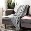 Janan Knit Throw Blanket - Dark Grey/Natural - 50" X 60" - Safavieh -Safavieh Shop GUEST f6bfd6a9 0e6c 4e40 835a 68067a8393f5